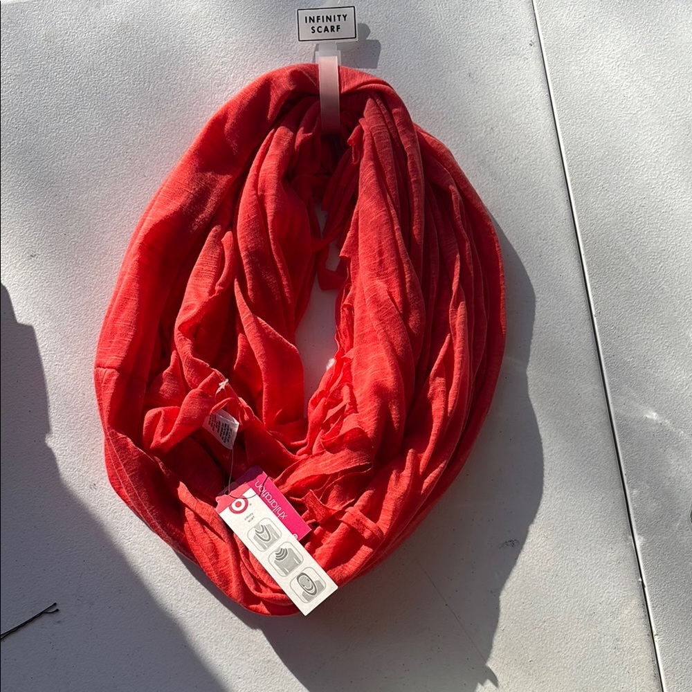 Vibrant Red Infinity Scarf with Soft Texture